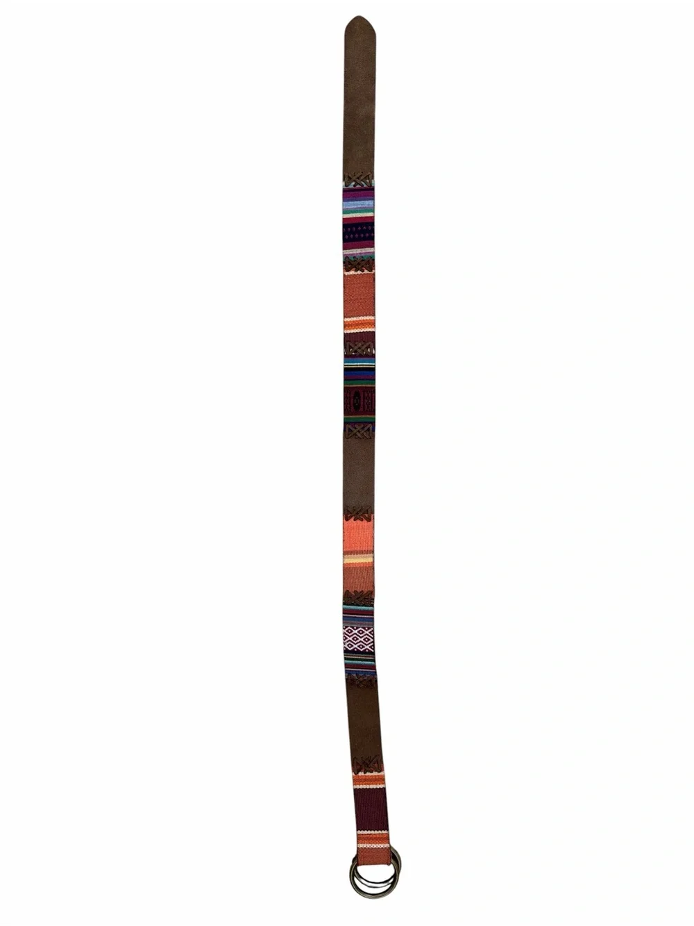 Lucky Brand Y2K Boho Woven Multicolor Leather D-Ring Belt Size XS/S
